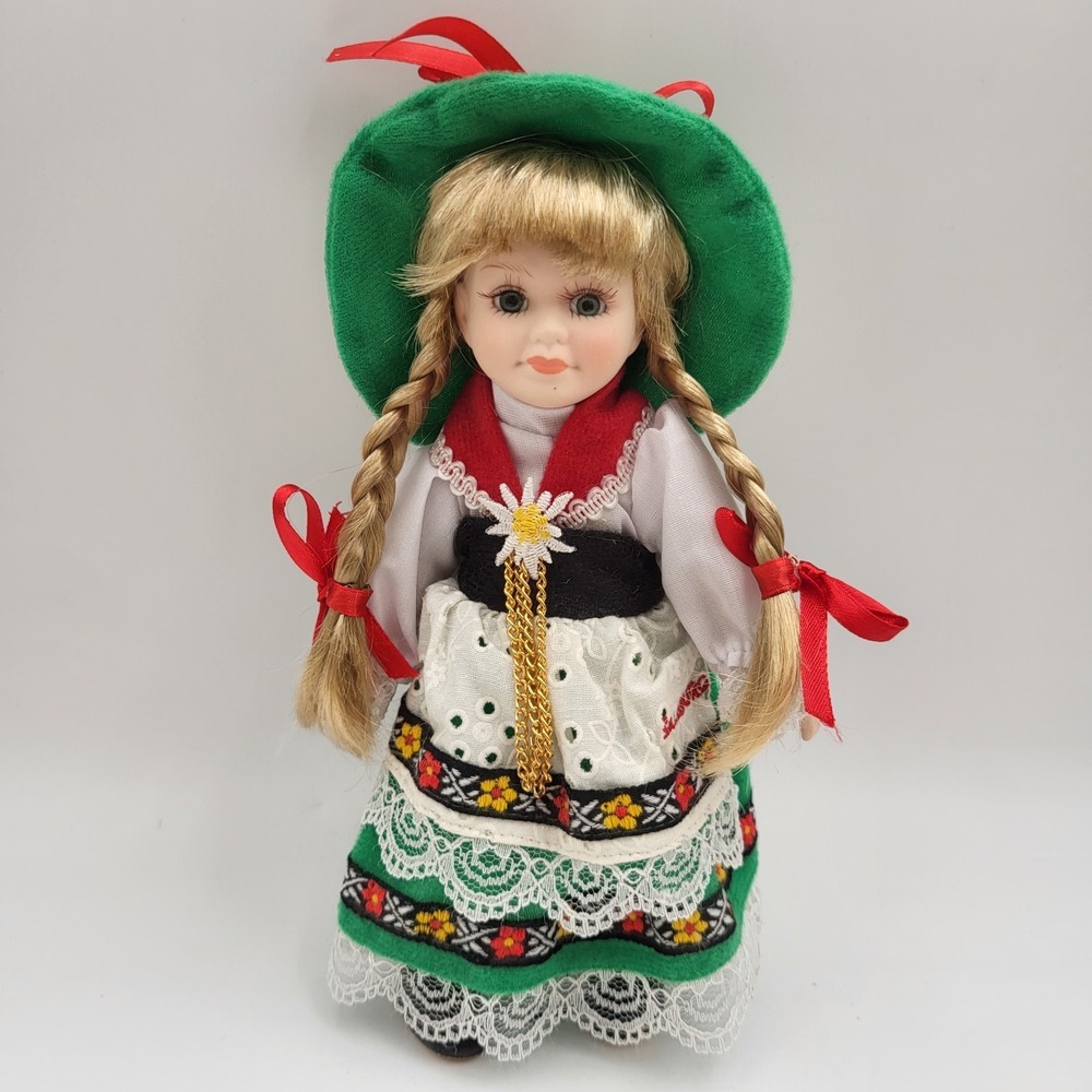 Vintage Porcelain Doll Souvenir with‎ Salzburg Austria Regional Costume 8" Tall